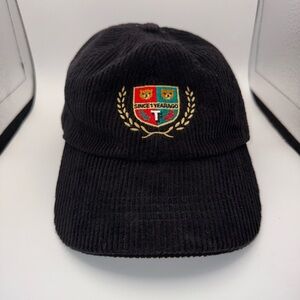 Teddy Fresh Black Corduroy Cap with Embroidered Crest